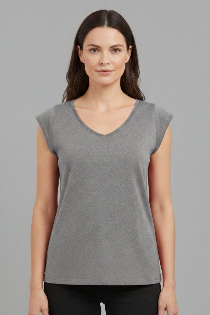Women’s Top with V‑Neck and Cap Sleeves