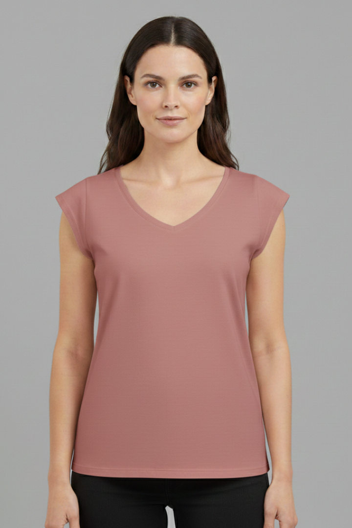 Women’s Top with V‑Neck and Cap Sleeves