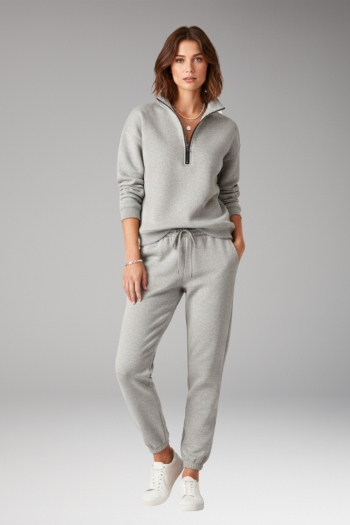 Women’s Tracksuit Set with Half-Zip Sweatshirt and Joggers