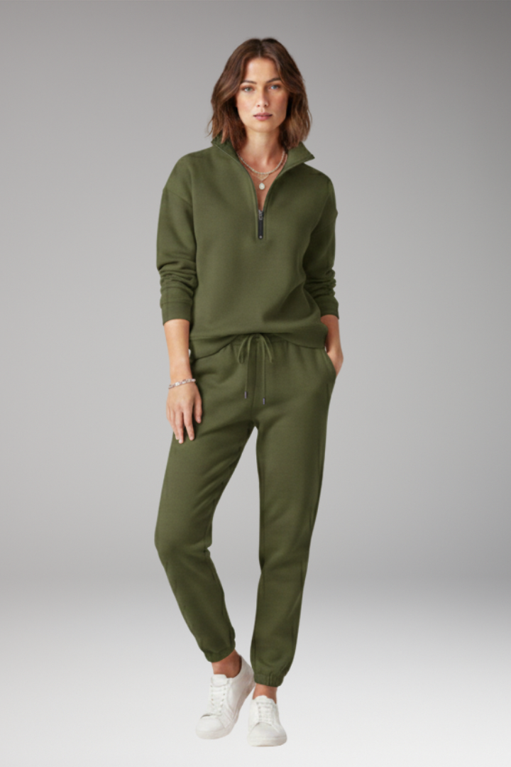 Women’s Tracksuit Set with Half-Zip Sweatshirt and Joggers