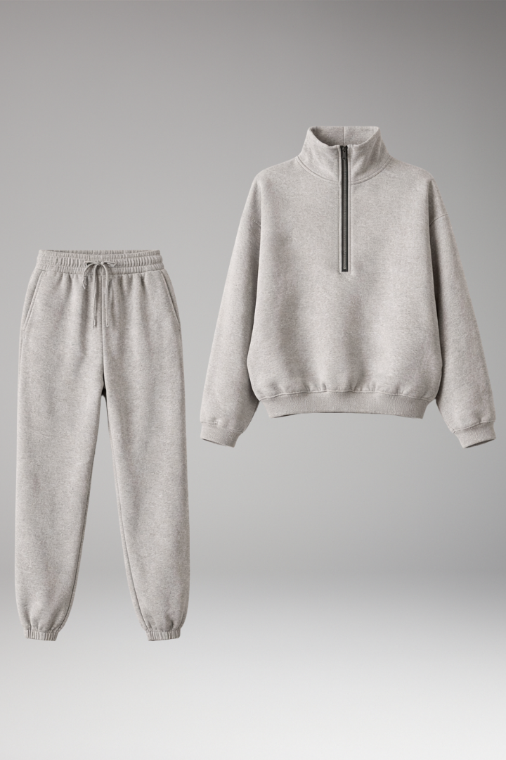 Women’s Tracksuit Set with Half-Zip Sweatshirt and Joggers