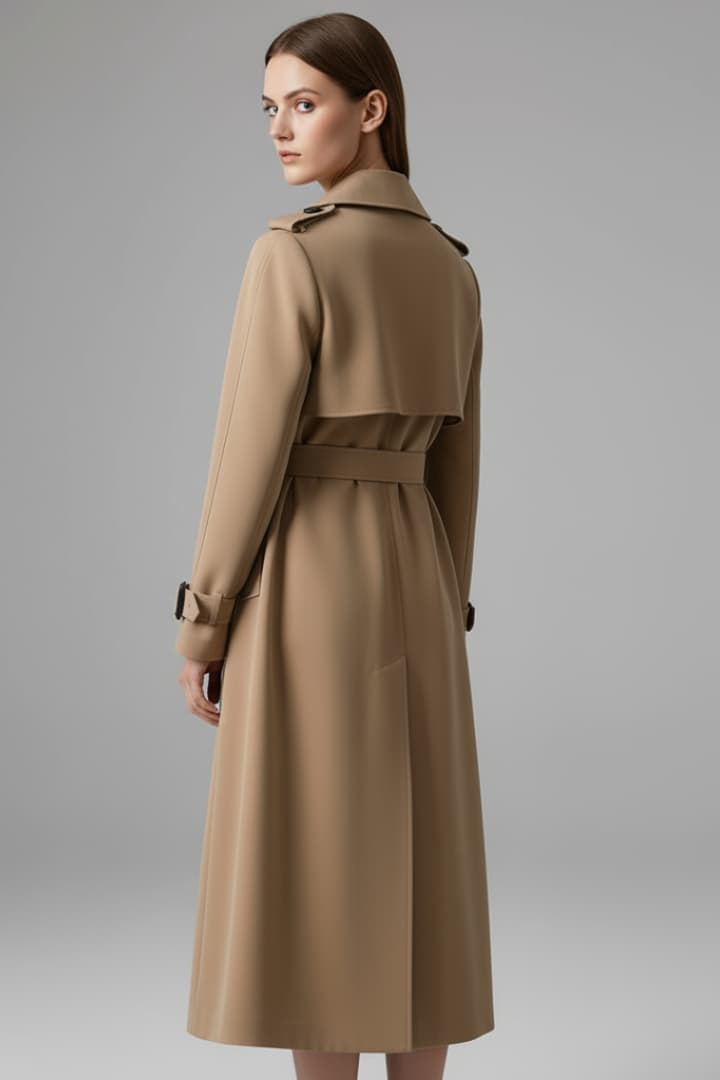 Women’s Trench Coat with Belt and Front Button Closure