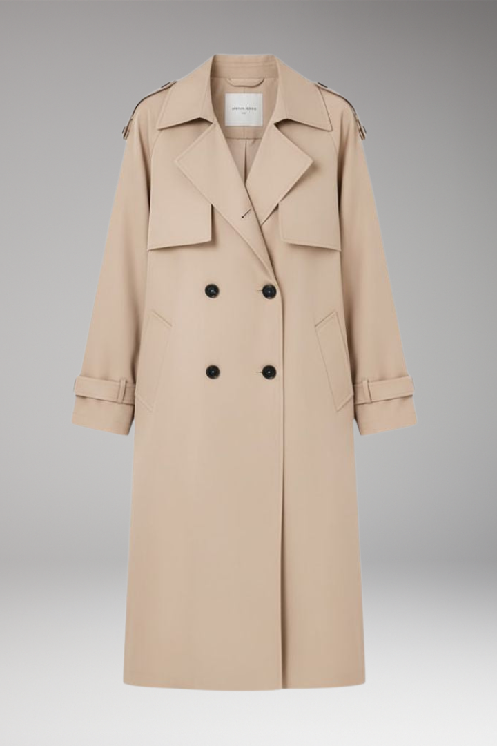 Women’s Trench Coat with Button Placket and Adjustable Cuffs
