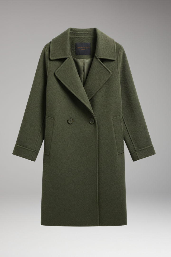 Women’s Trench Coat with Notched Collar and Double Closure
