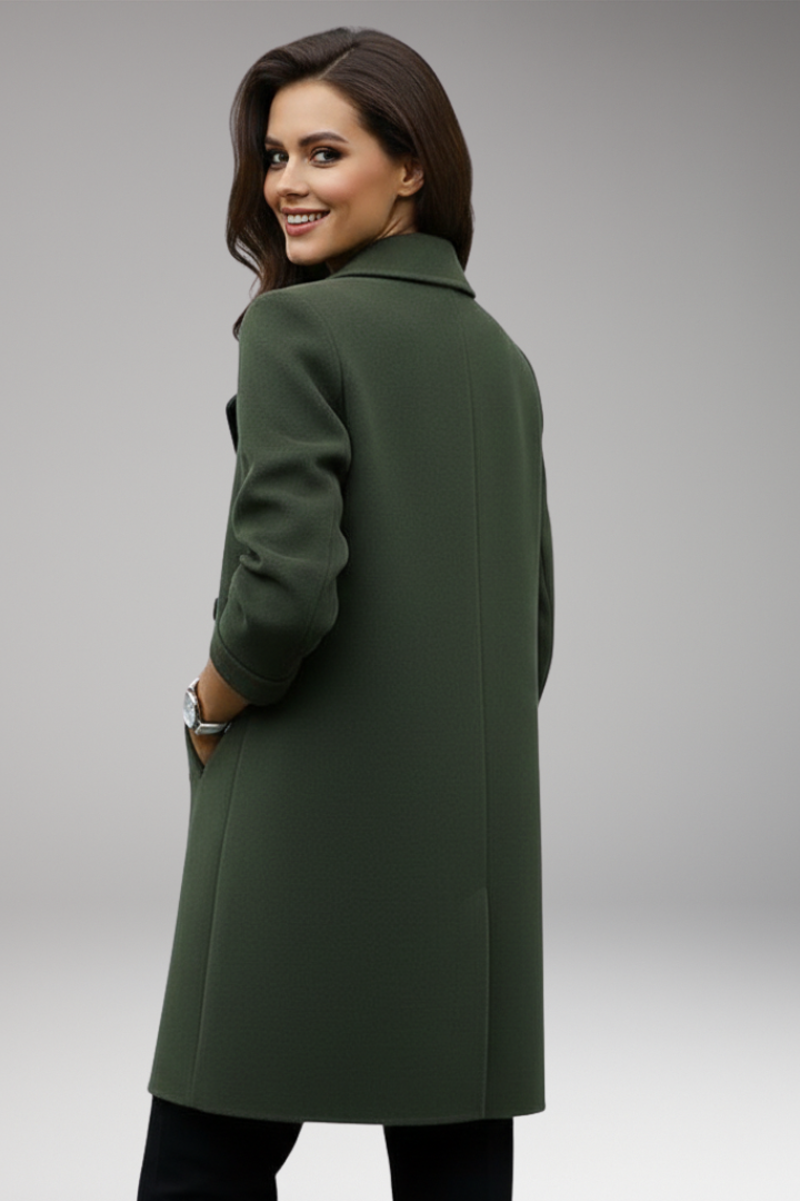 Women’s Trench Coat with Notched Collar and Double Closure