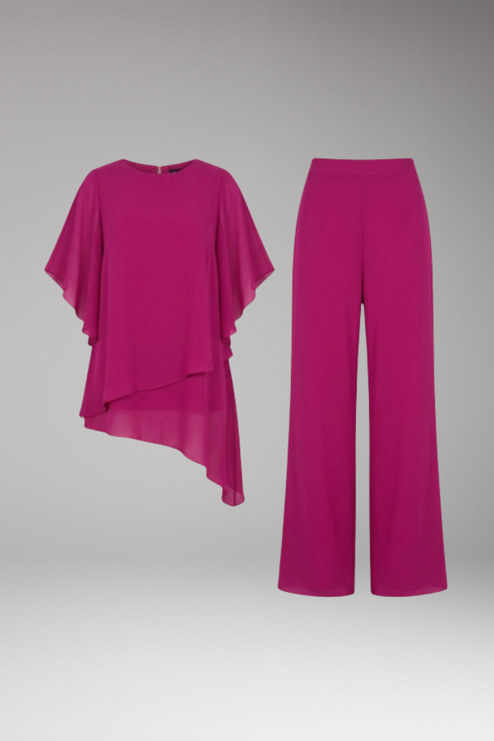 Women's Trouser Set with Asymmetric Hem and Wide Legs