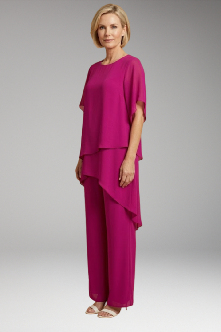 Women's Trouser Set with Asymmetric Hem and Wide Legs
