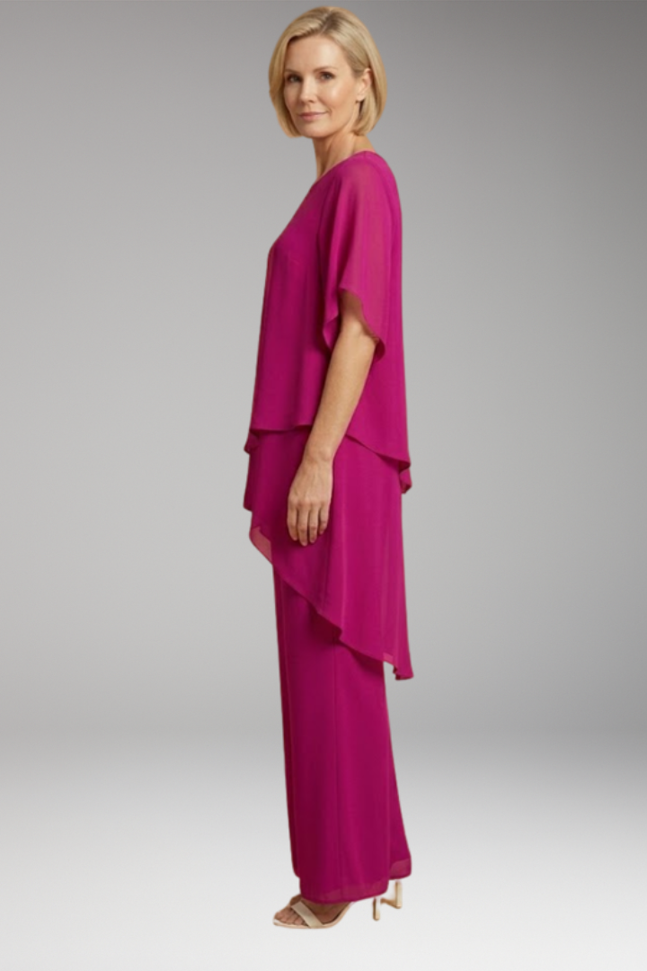 Women's Trouser Set with Asymmetric Hem and Wide Legs