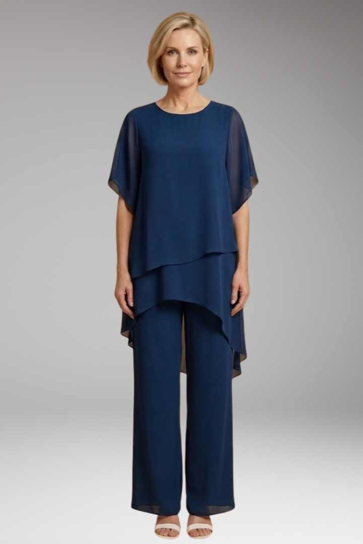 Women's Trouser Set with Asymmetric Hem and Wide Legs