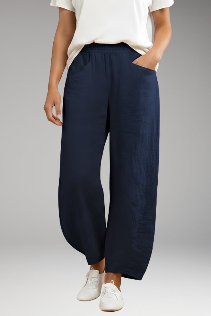 Women’s Trousers with Drawstring Waistband and Wide Leg Design