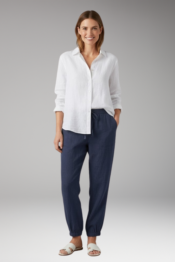 Women's Trousers with Elastic Waist and Ankle Cuffs