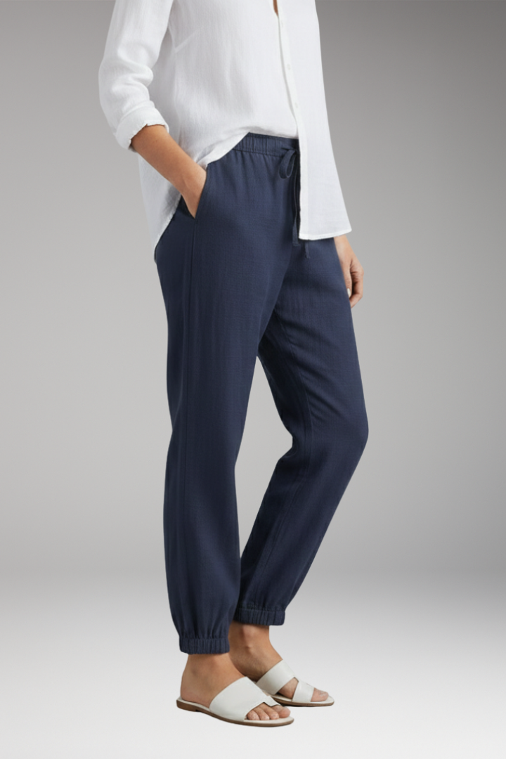 Women's Trousers with Elastic Waist and Ankle Cuffs