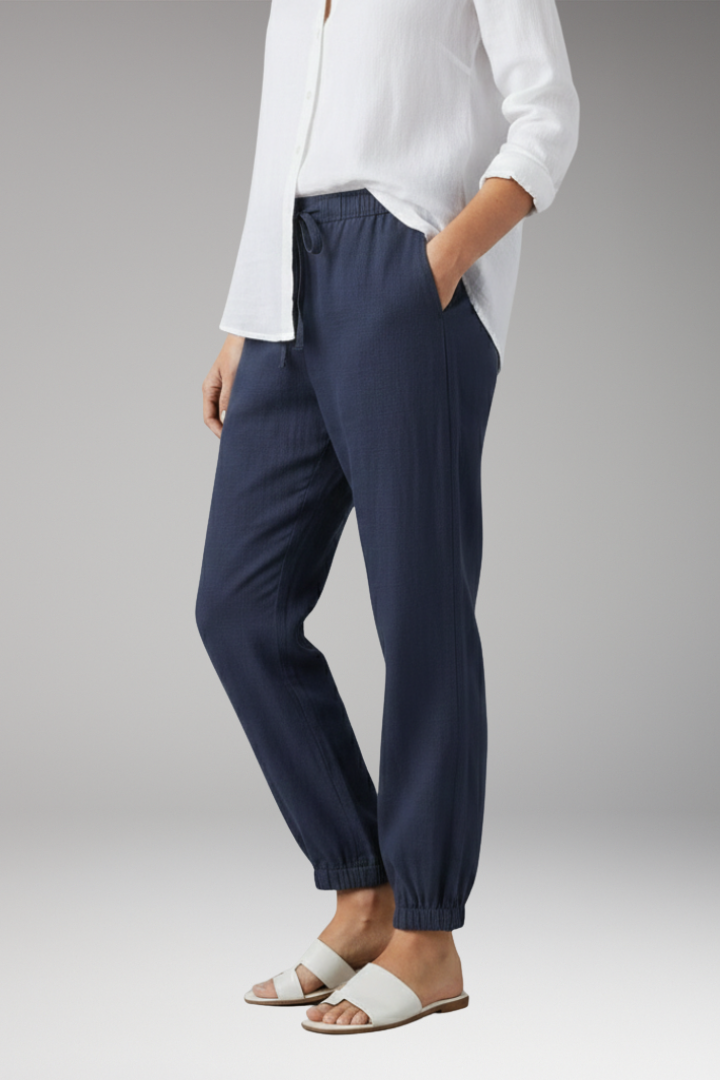 Women's Trousers with Elastic Waist and Ankle Cuffs