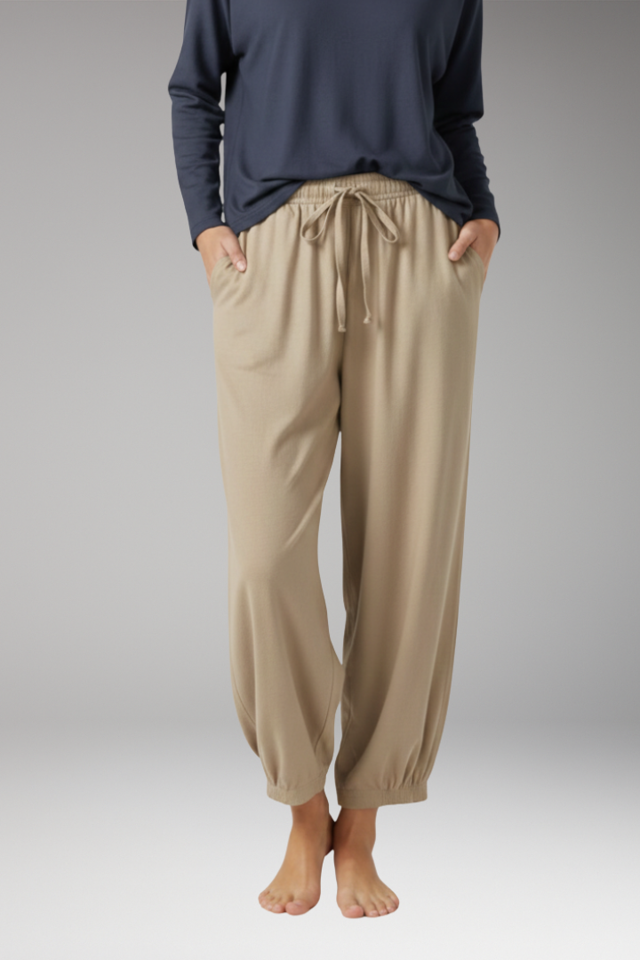 Women's Trousers with Elastic Waist and Drawstring