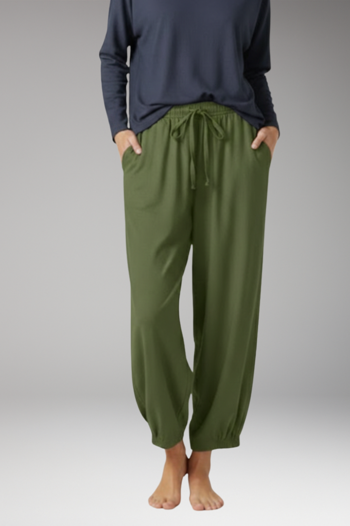 Women's Trousers with Elastic Waist and Drawstring
