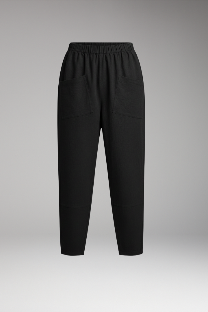 Women's Trousers with Elastic Waist and Patch Pockets