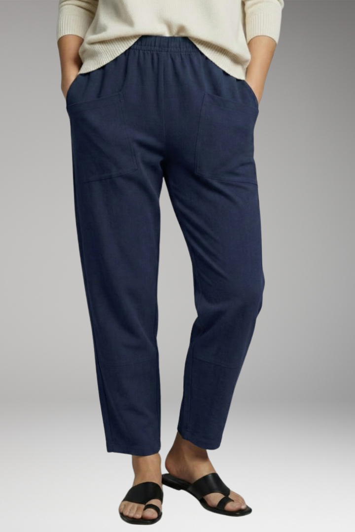 Women's Trousers with Elastic Waist and Patch Pockets