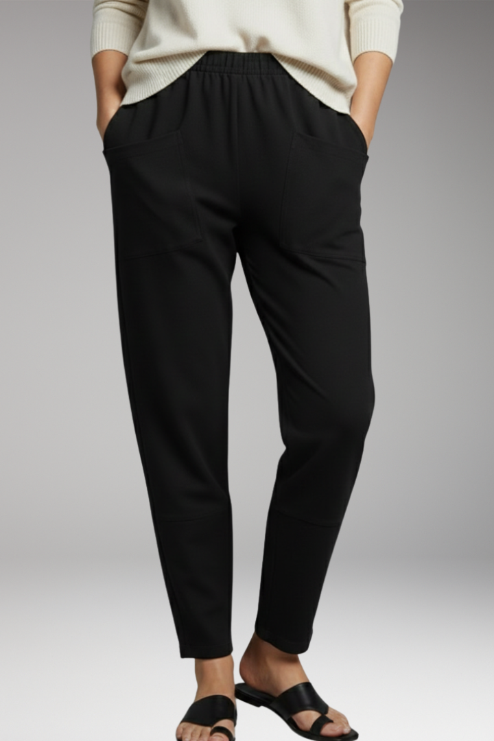 Women's Trousers with Elastic Waist and Patch Pockets