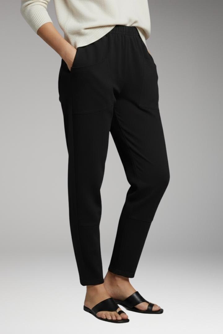 Women's Trousers with Elastic Waist and Patch Pockets