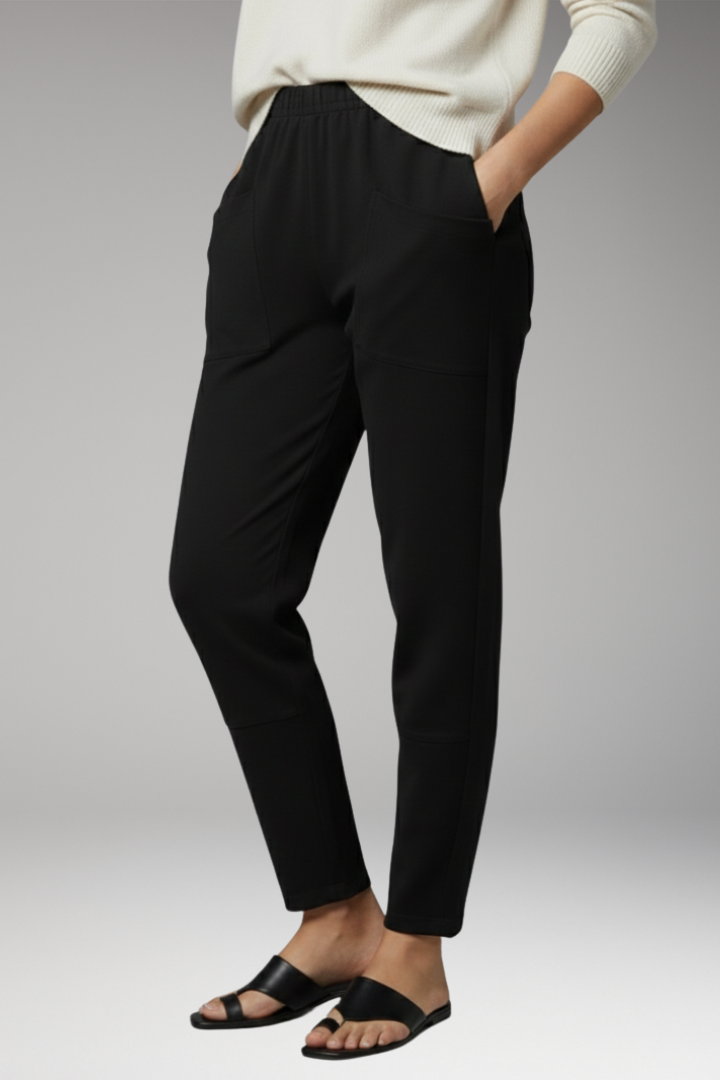 Women's Trousers with Elastic Waist and Patch Pockets