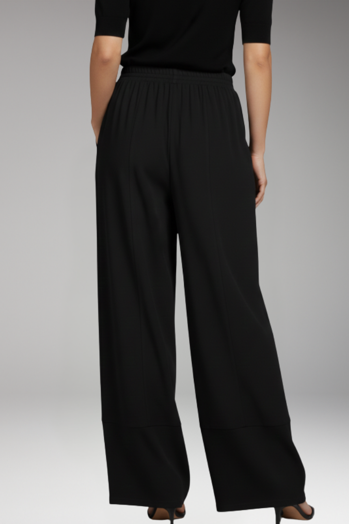 Women's Wide Palazzo Pants with Elastic Waistband and Side Pockets by Heidi Fashion