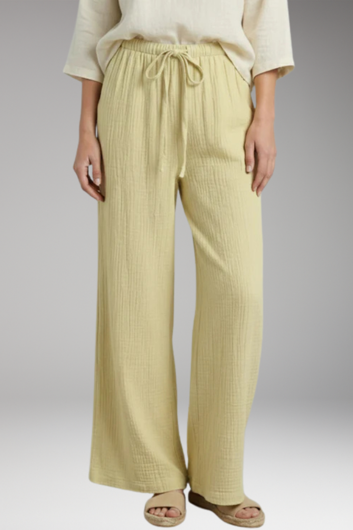 Women's Trousers with Elastic Waist and Textured Surface