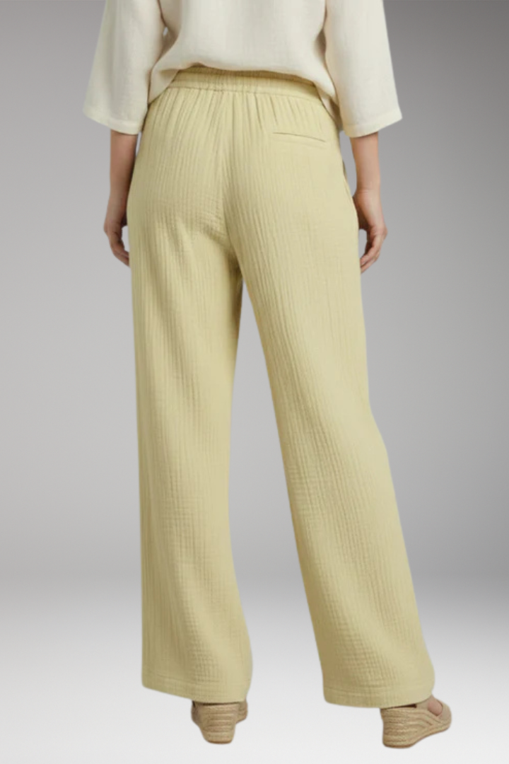 Women's Trousers with Elastic Waist and Textured Surface