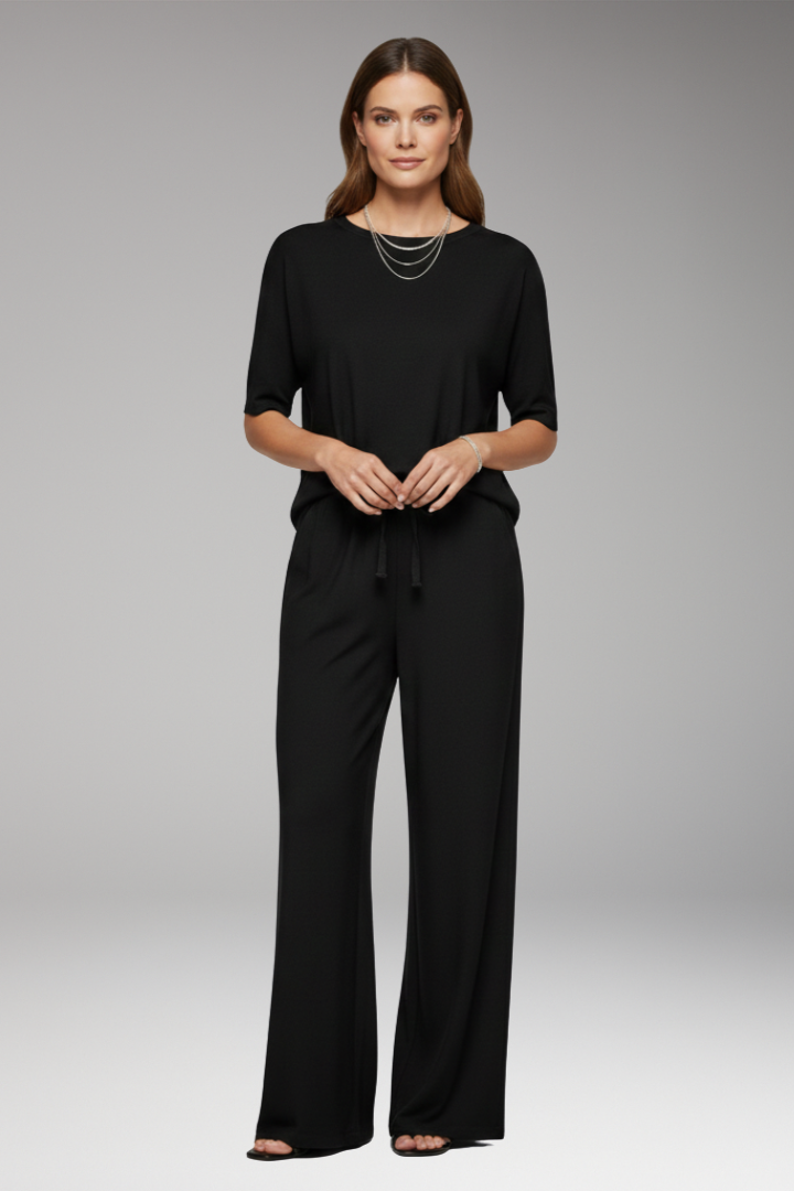 Women's Trousers with Elastic Waist and Tie Belt