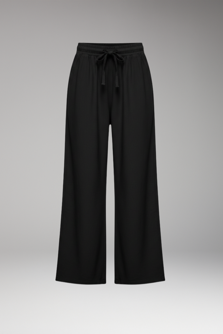 Women's Trousers with Elastic Waist and Tie Belt
