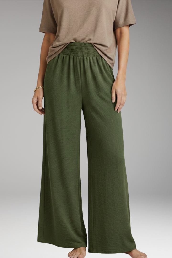 Women's Trousers with Elastic Waist and Wide Legs