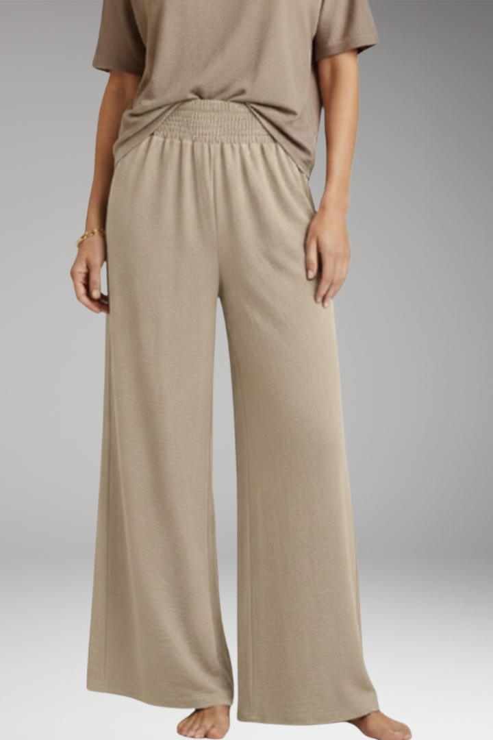 Women's Trousers with Elastic Waist and Wide Legs