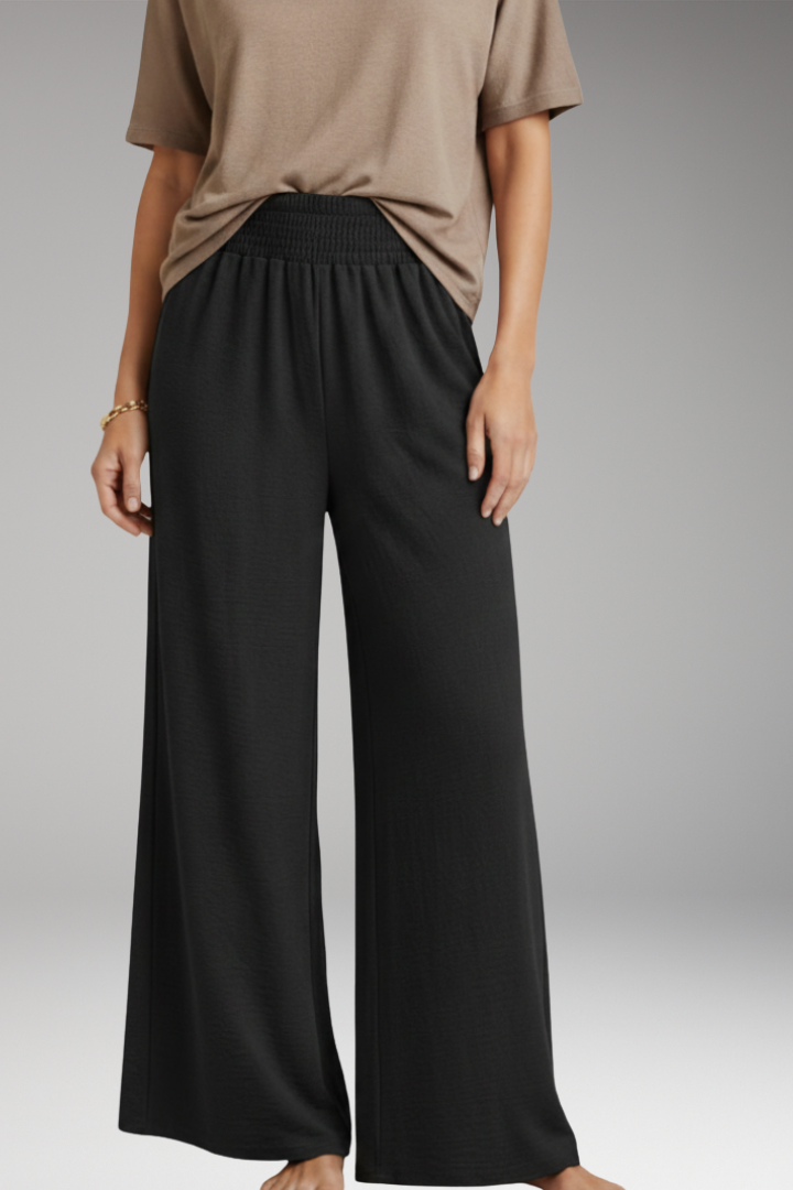 Women's Trousers with Elastic Waist and Wide Legs