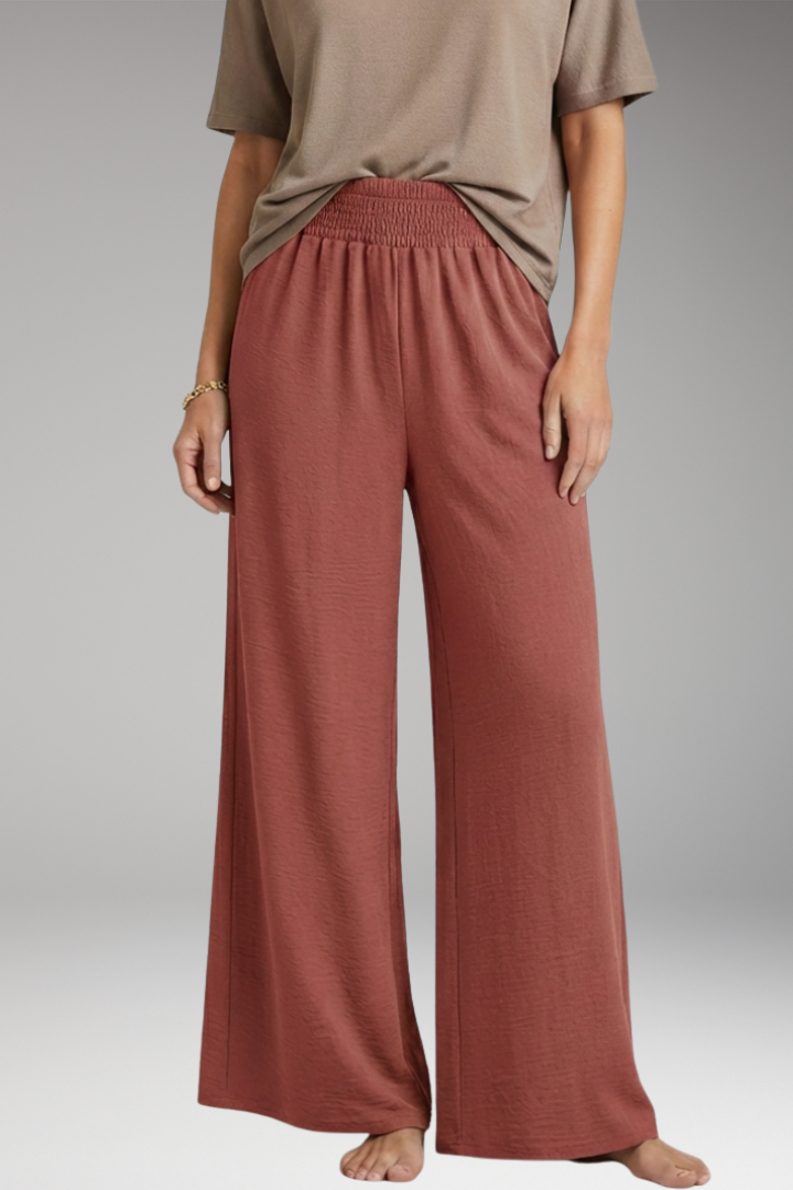 Women's Trousers with Elastic Waist and Wide Legs