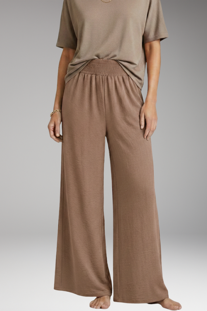 Women's Trousers with Elastic Waist and Wide Legs