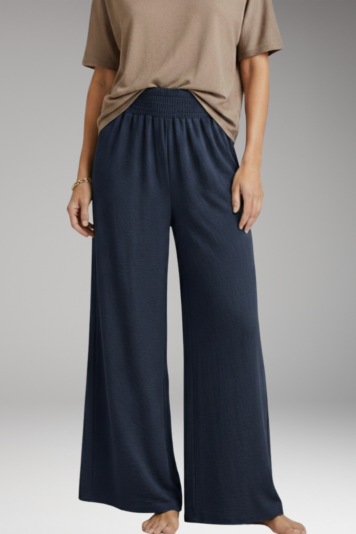 Women's Trousers with Elastic Waist and Wide Legs