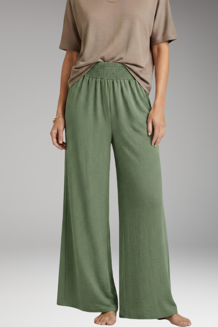 Women's Trousers with Elastic Waist and Wide Legs