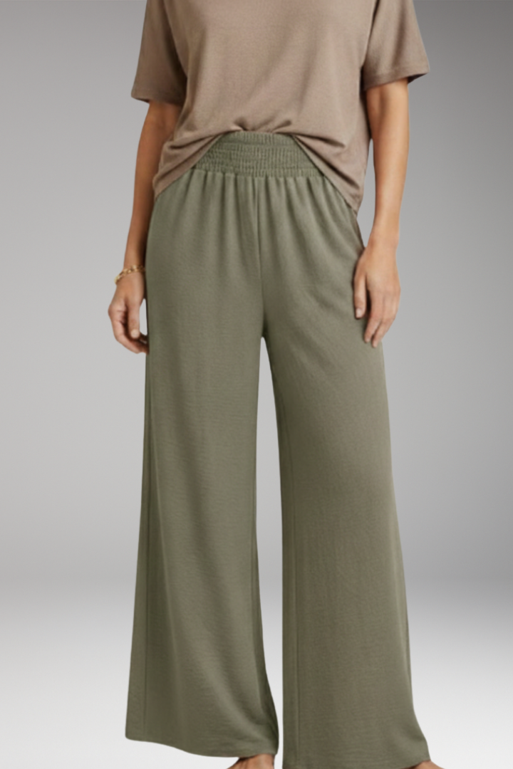 Women's Trousers with Elastic Waist and Wide Legs