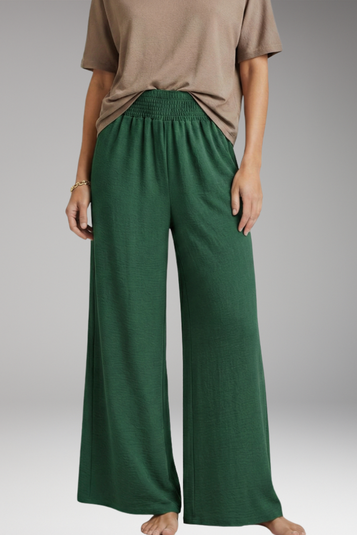 Women's Trousers with Elastic Waist and Wide Legs