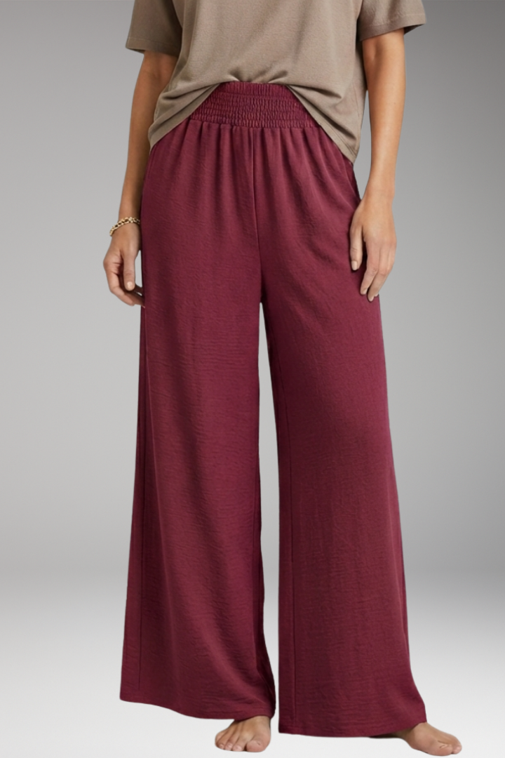 Women's Trousers with Elastic Waist and Wide Legs