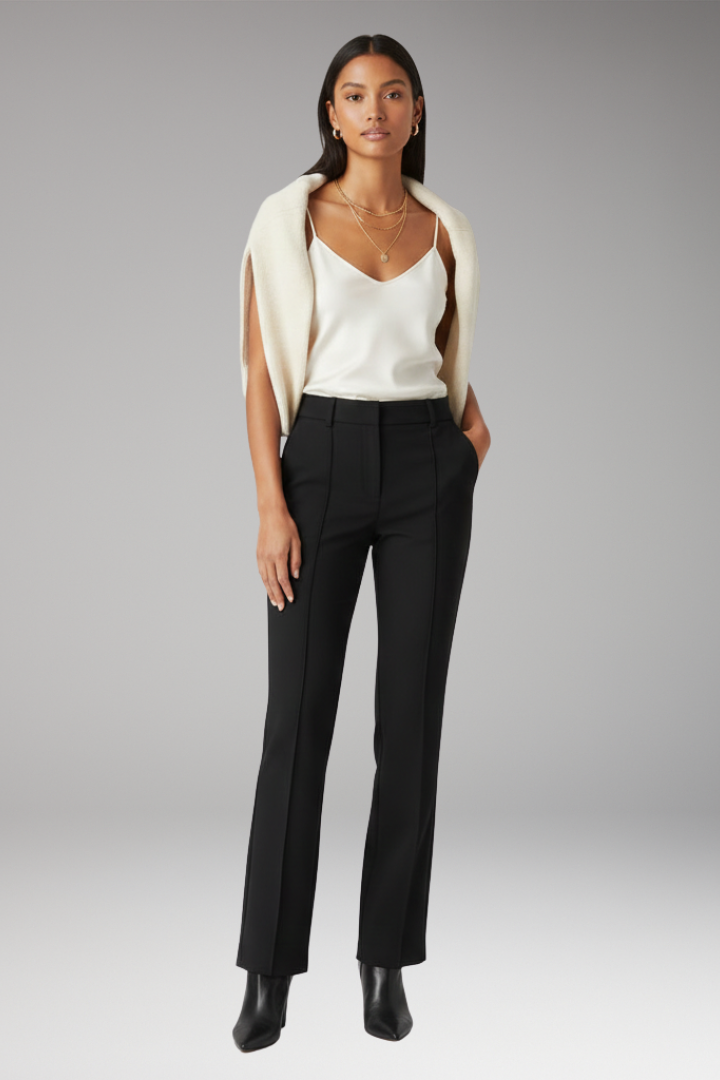 Women’s Trousers with High Waist and Straight Legs
