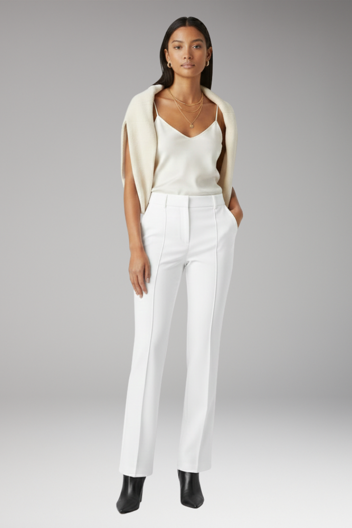 Women’s Trousers with High Waist and Straight Legs
