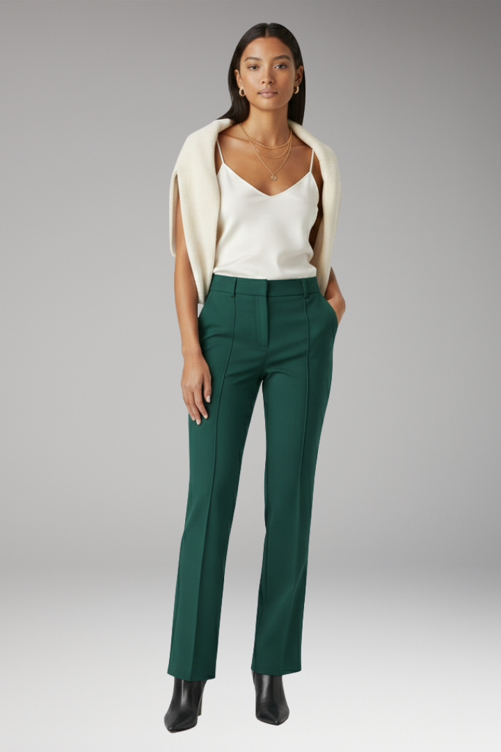 Women’s Trousers with High Waist and Straight Legs