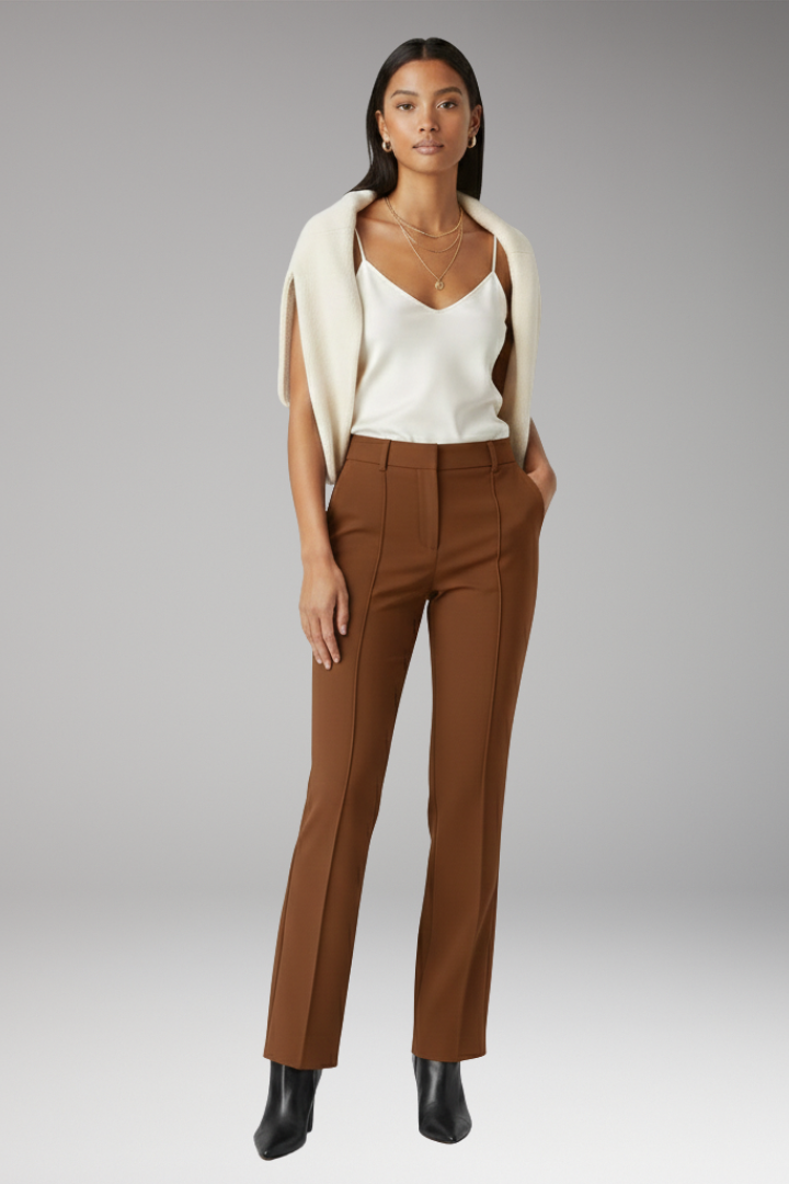 Women’s Trousers with High Waist and Straight Legs