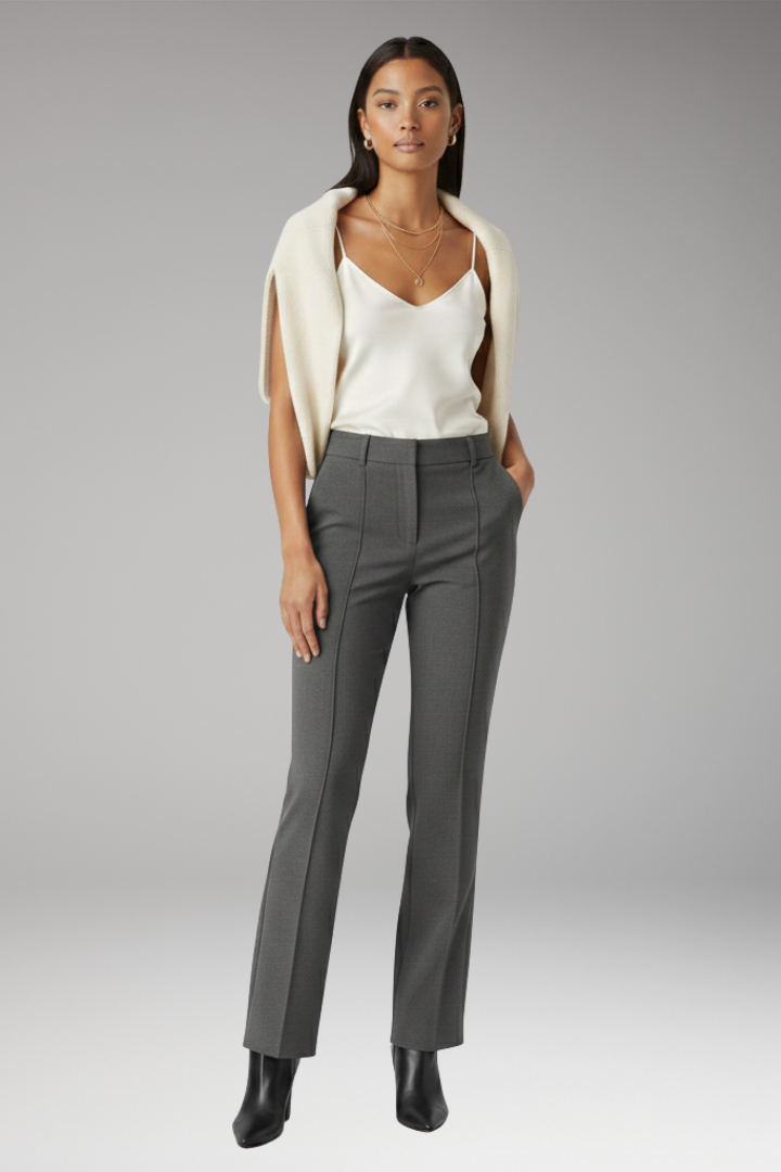 Women’s Trousers with High Waist and Straight Legs