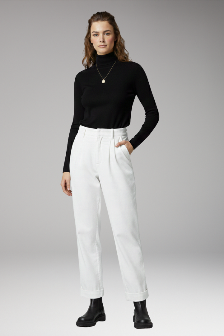 Women’s Trousers with High Waist and Straight Wide Legs