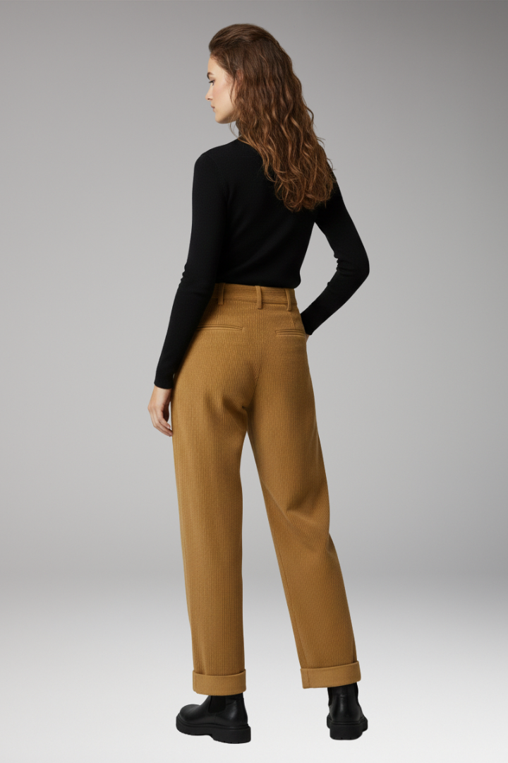 Women’s Trousers with High Waist and Straight Wide Legs