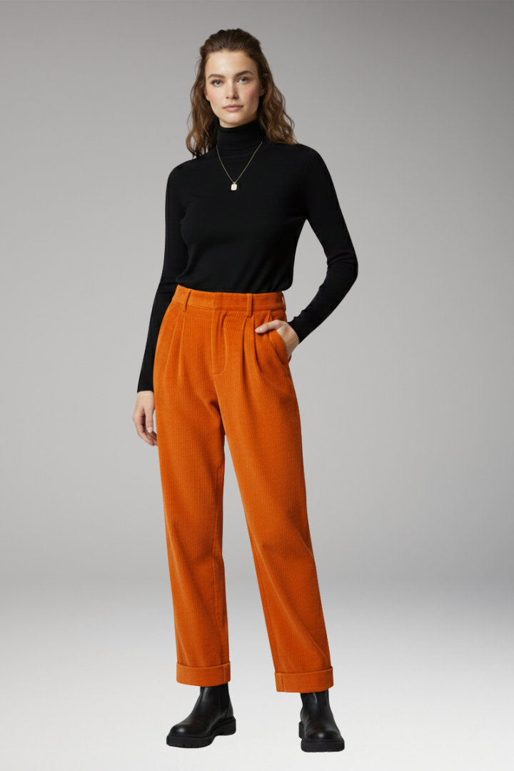 Women’s Trousers with High Waist and Straight Wide Legs