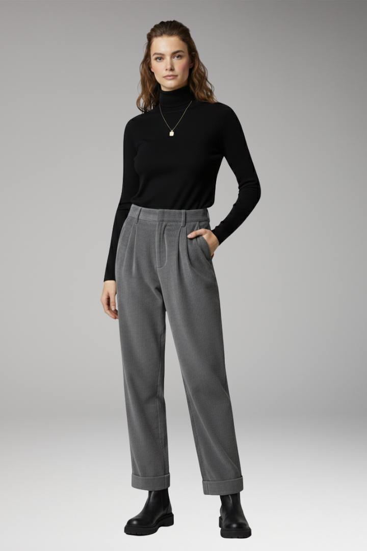 Women’s Trousers with High Waist and Straight Wide Legs