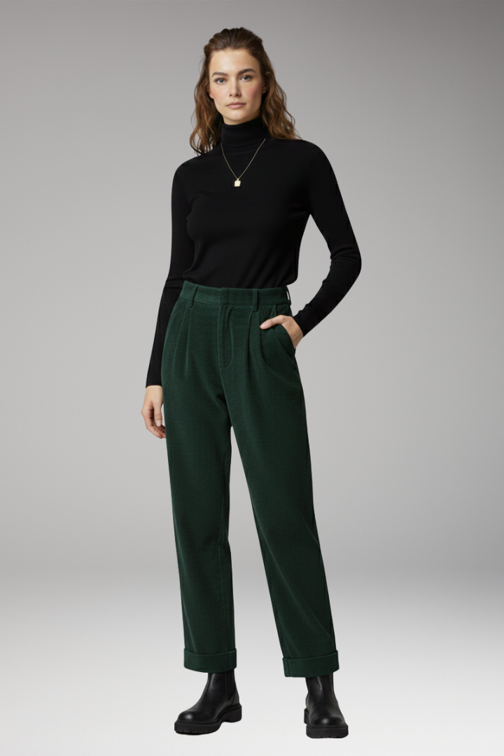 Women’s Trousers with High Waist and Straight Wide Legs