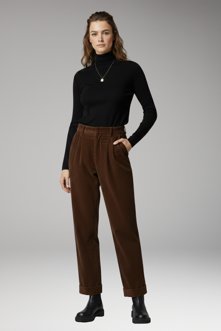Women’s Trousers with High Waist and Straight Wide Legs